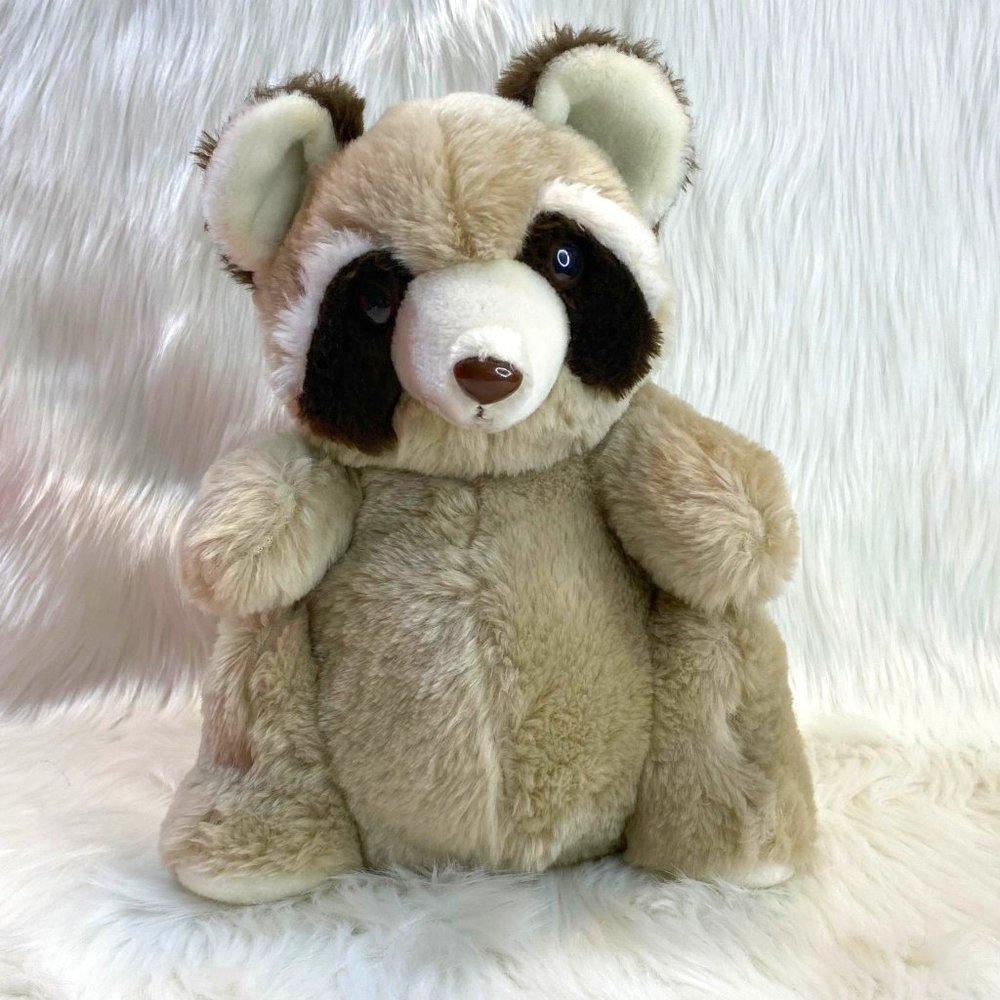 Vintage 1980 Daekor Pot Belly Tan Raccoon 10" Plush Stuffed Animal